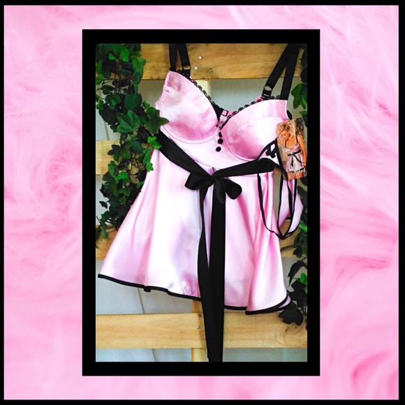 Shirley of Hollywood Other - Pink Satin Tuxedo Babydoll
